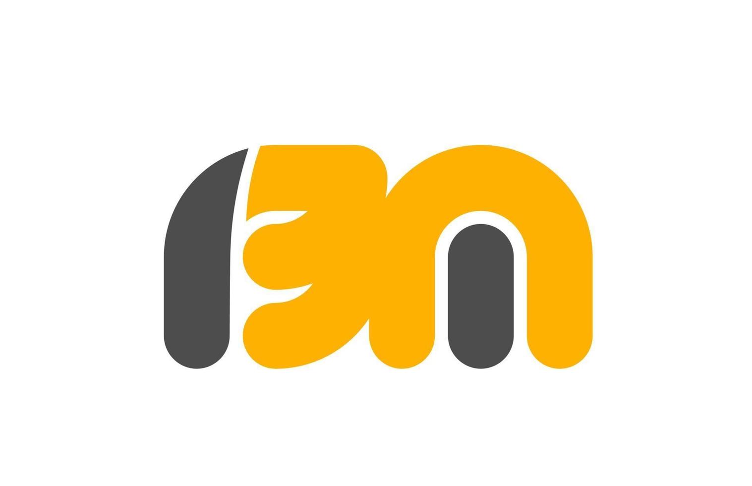 yellow grey combination logo letter BN B N alphabet design icon vector