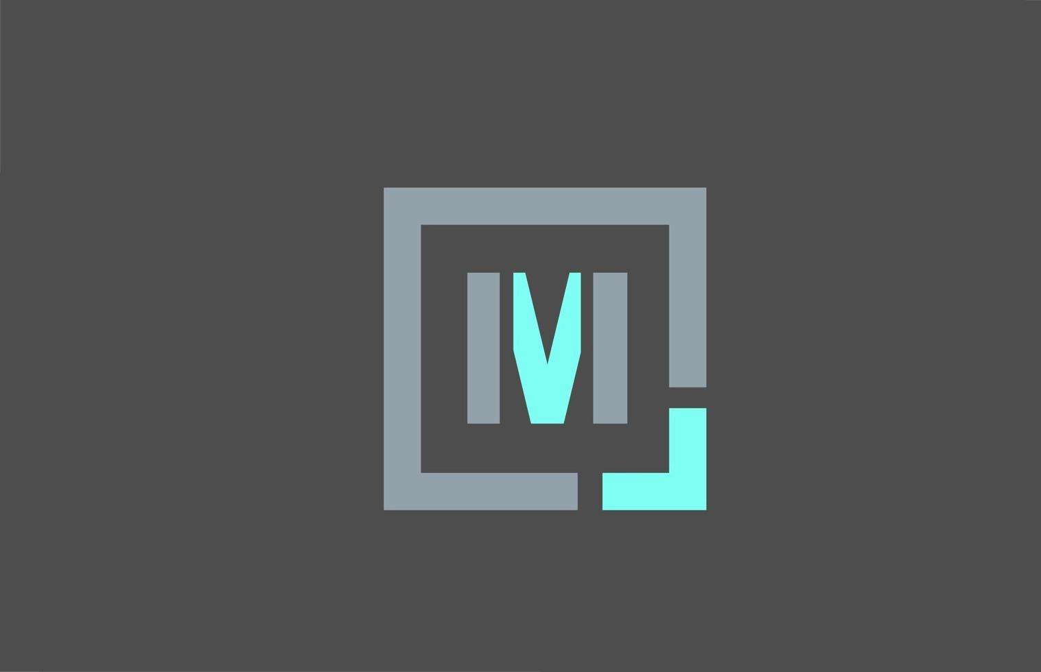 grey letter M alphabet logo design icon for business vector
