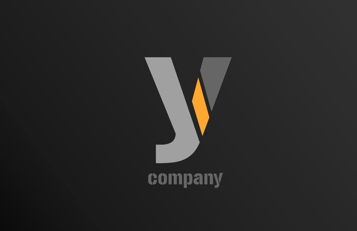 yellow grey letter y alphabet logo design icon for business vector