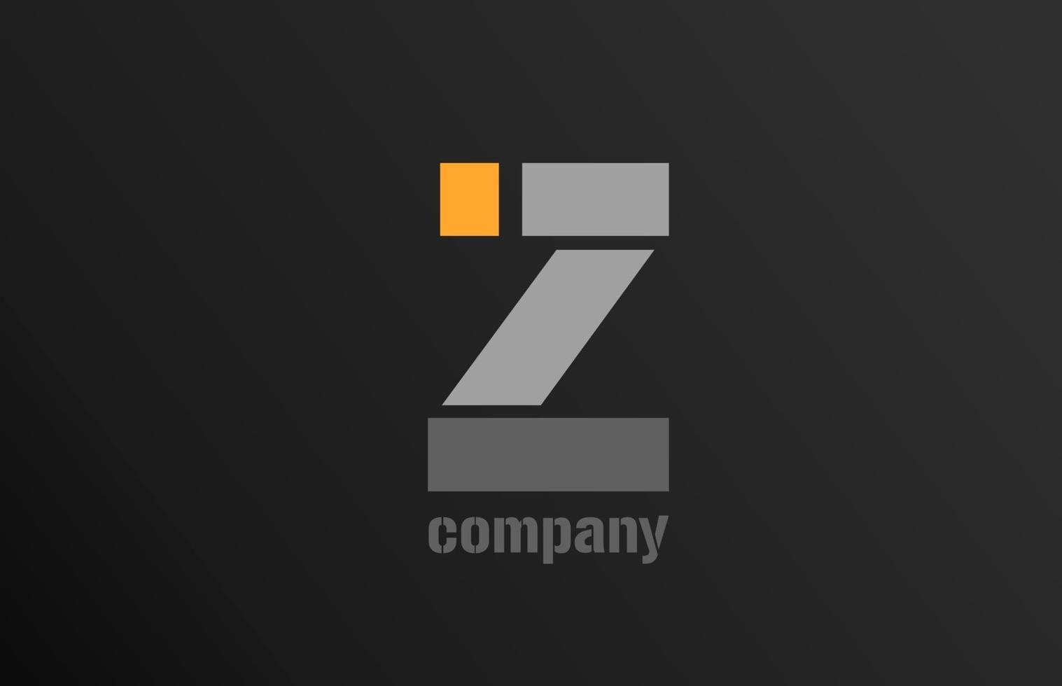 yellow grey letter z alphabet logo design icon for business vector