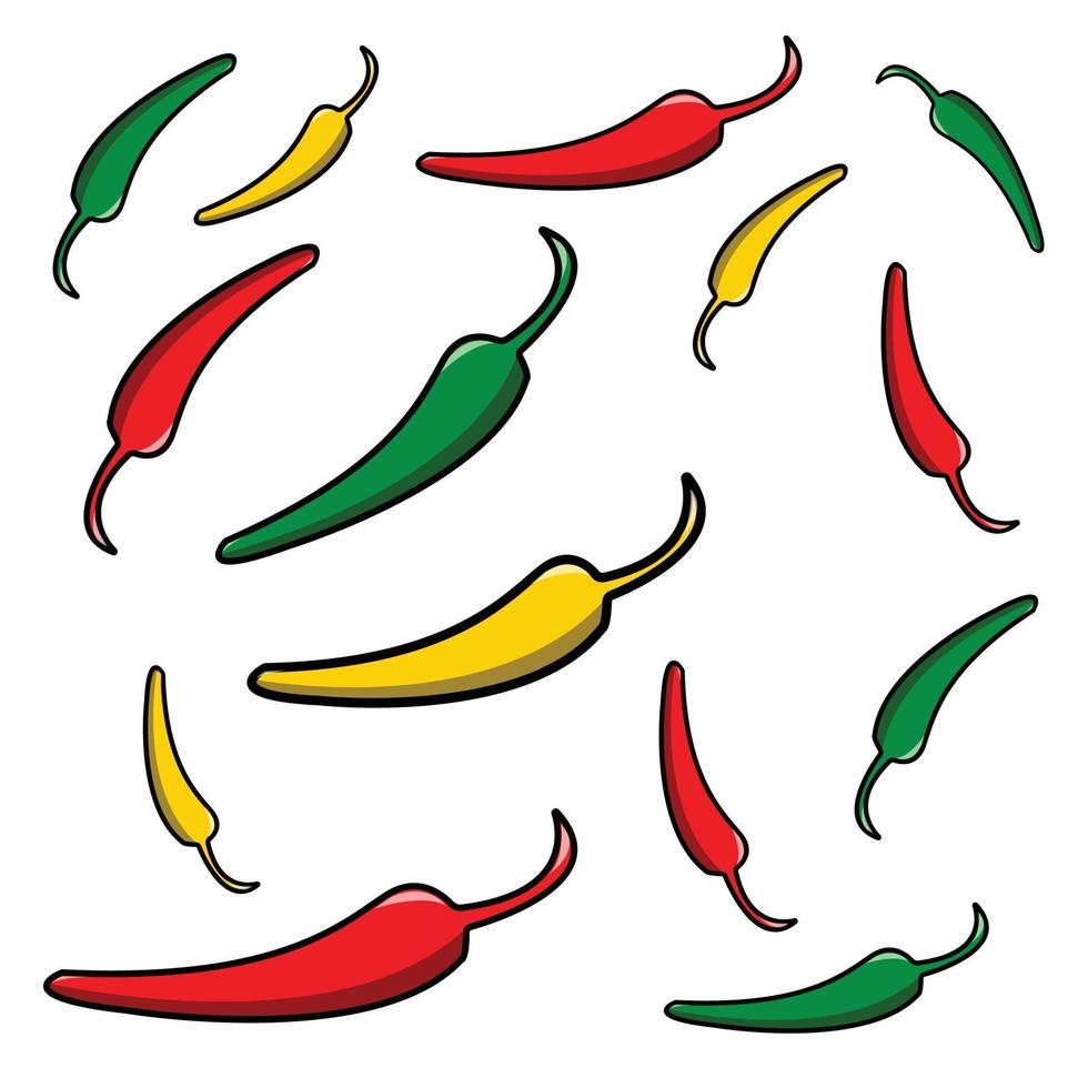 Red Yellow Green Pepper Pattern vector