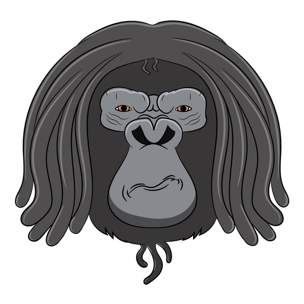 personaje de dibujos animados de pelo de cabeza de gorila vector