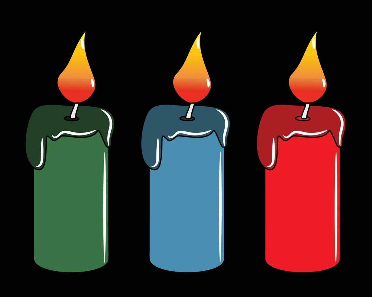 dibujos animados de velas de cumpleaños de tres colores 3338386 Vector en  Vecteezy