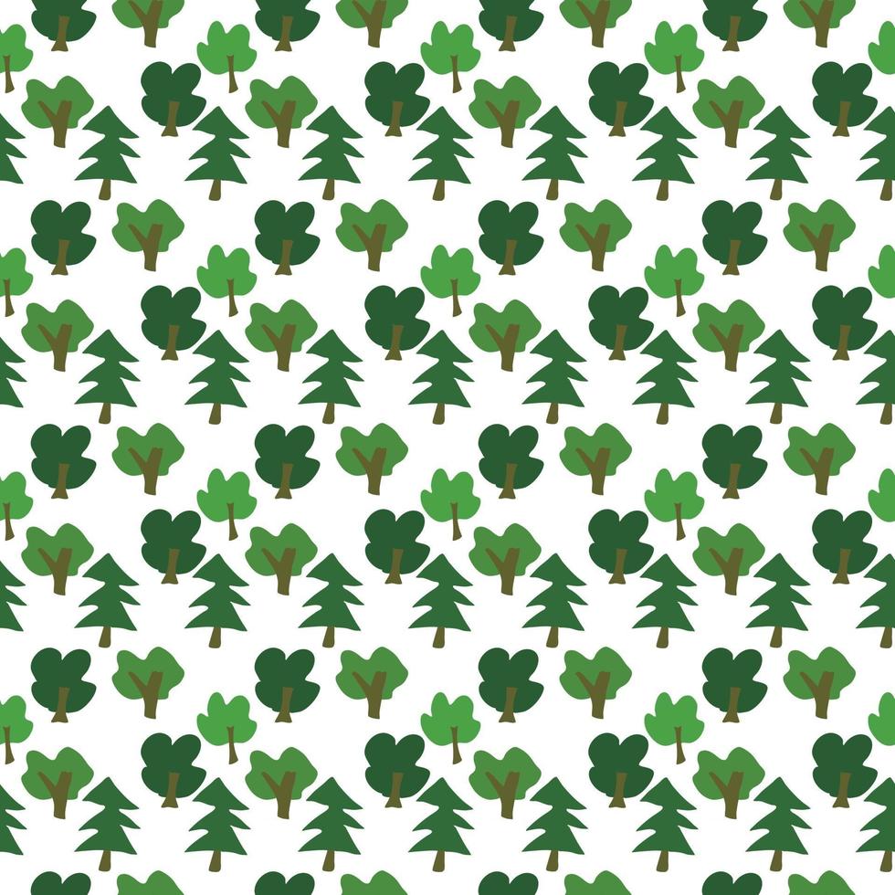 vector seamless pattern with green primitive trees