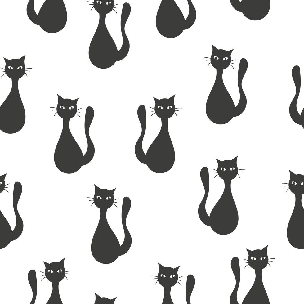 Seamless pattern with silhouette of a mystical black cat vector