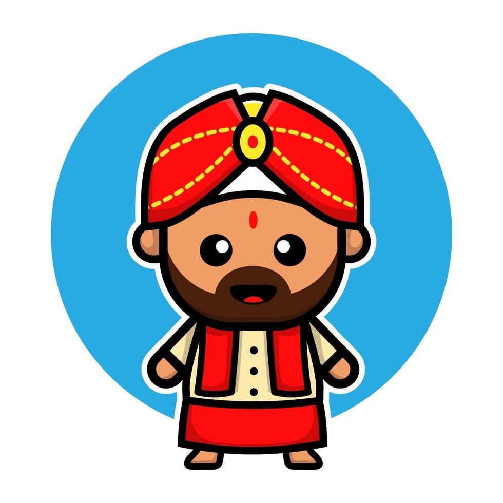 Cute indian boy cartoon character vector