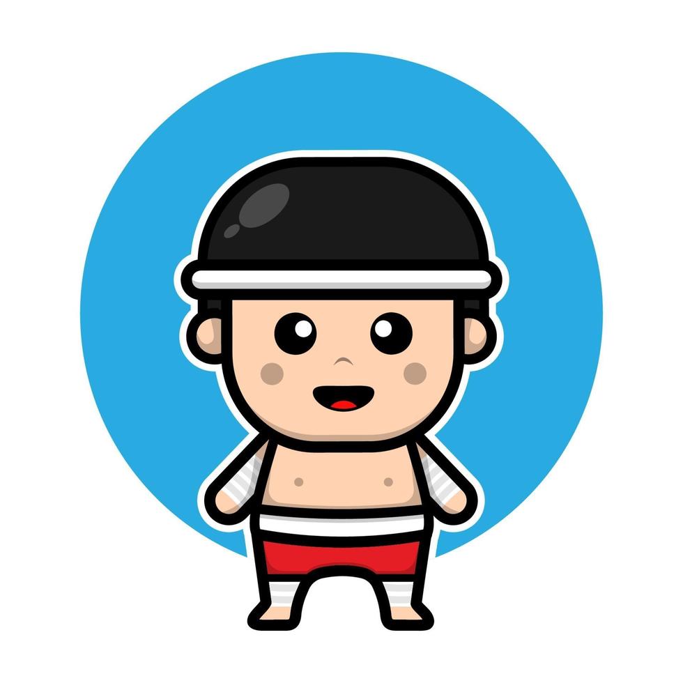 cute Muay thai boxing cartoon vector illustration