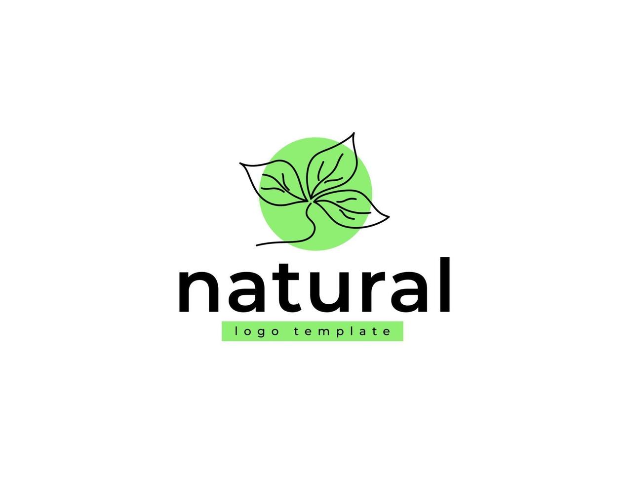 Abstract natural plant leaves logo with green flat color vector