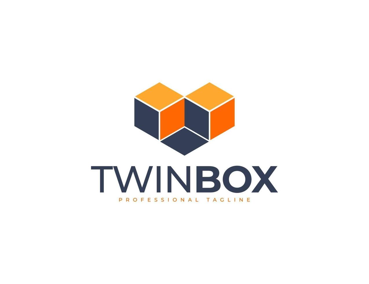 Abstract Twin Box Logo Template vector