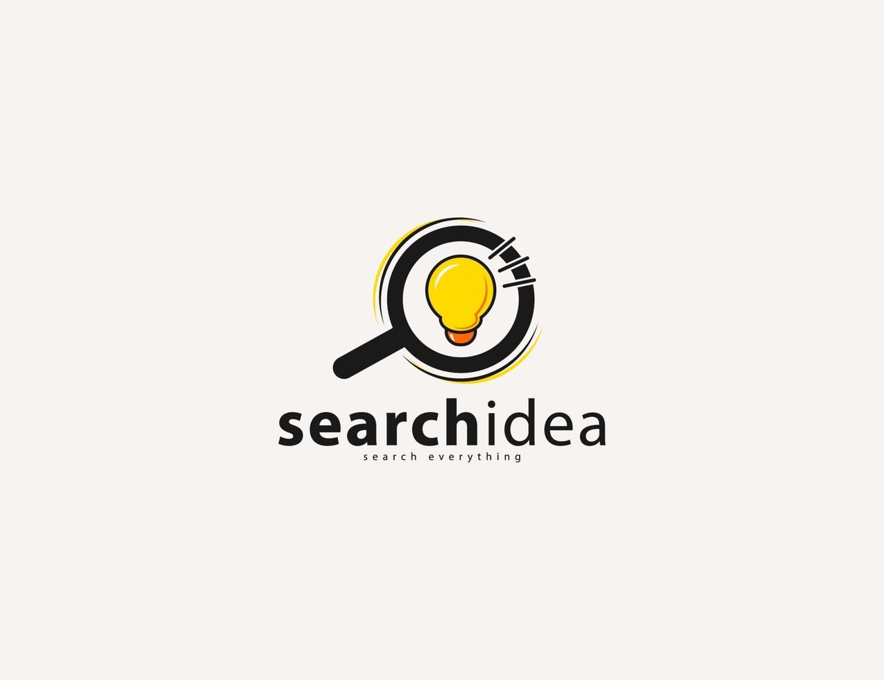 magnifying glass logo with bulb idea concept vector