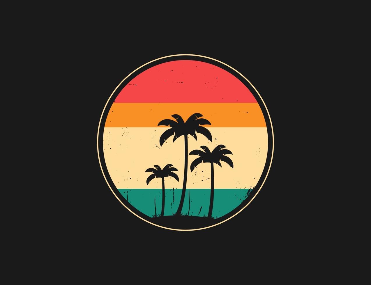 Tropical palm tree illustration. Vintage and retro palm trees. vector