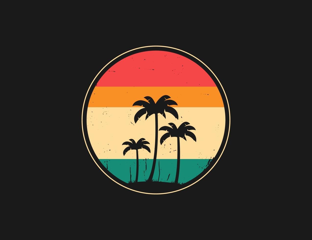 Ilustración de palmera tropical. palmeras vintage y retro. vector