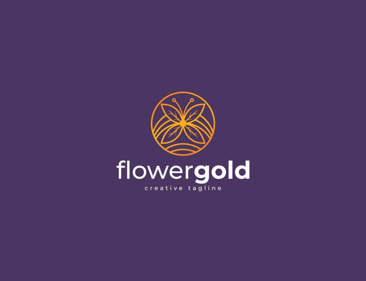 Abstract flower with circle logo template. elegant golden flowers vector