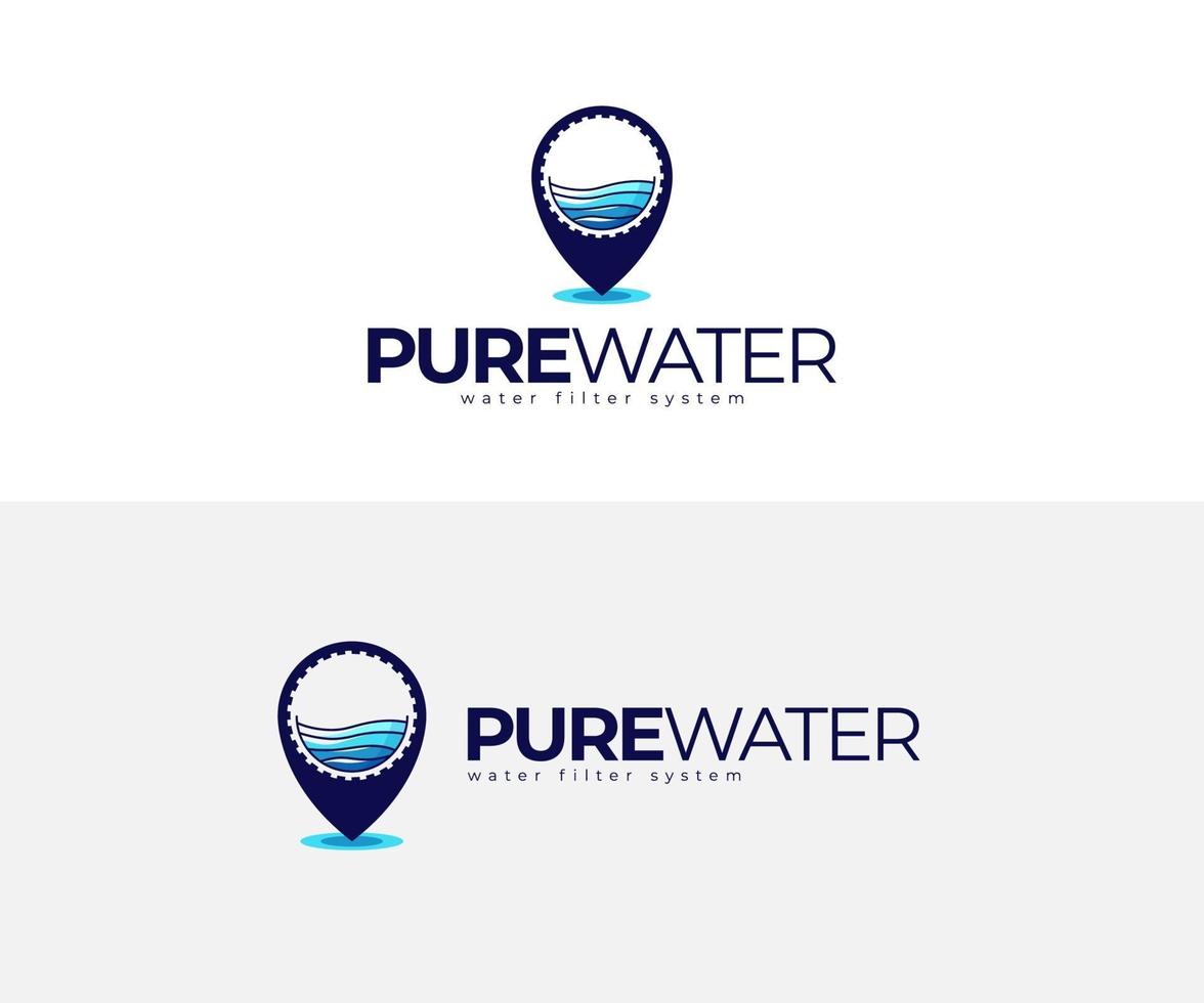 Mineral pure water and pin logo design template vector