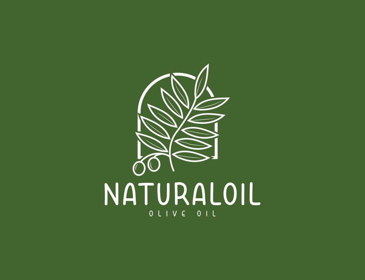 Natural olive oil and leaves logo design template vector