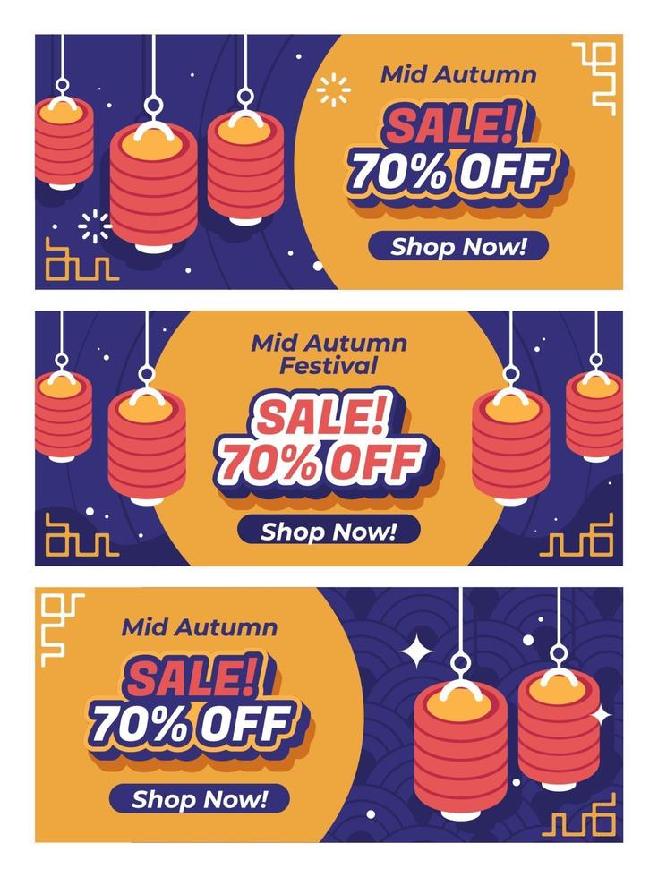 Mid Autumn Festival Sale Banner Collection vector