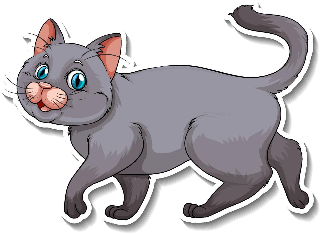 una plantilla de pegatina de personaje de dibujos animados de gato vector