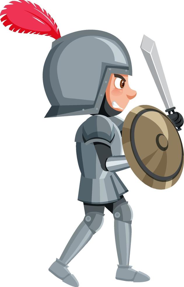 Knight cartoon character on white background vector