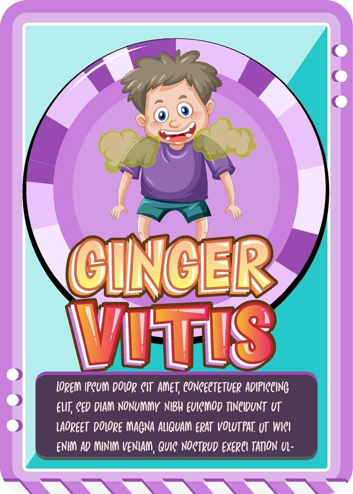 Character game card template with word Ginger Vitis vector