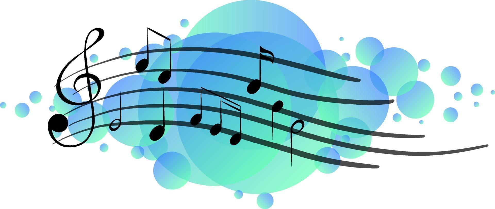 Musical melody symbols on bright blue splotch 3338593 Vector Art at