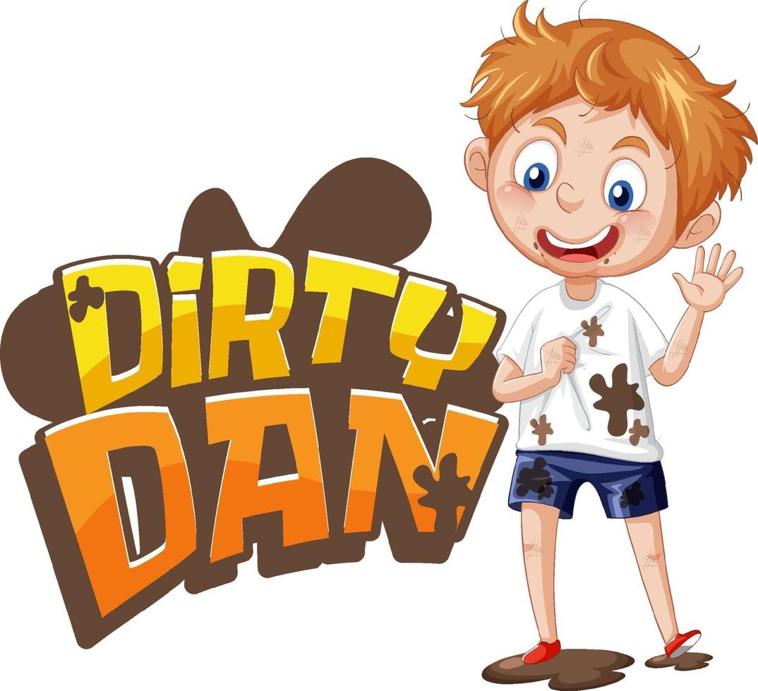 Dirty Dan logo text design with dirty boy vector