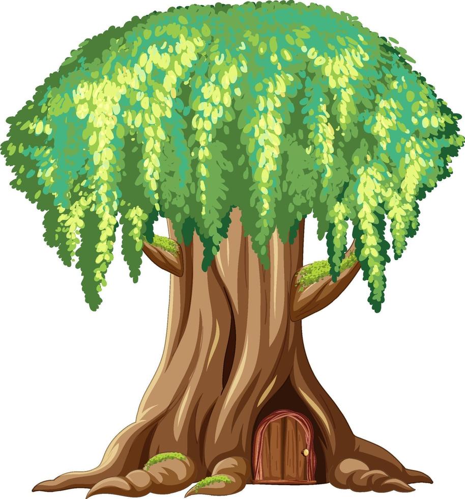 Fantasy huge tree on white background vector