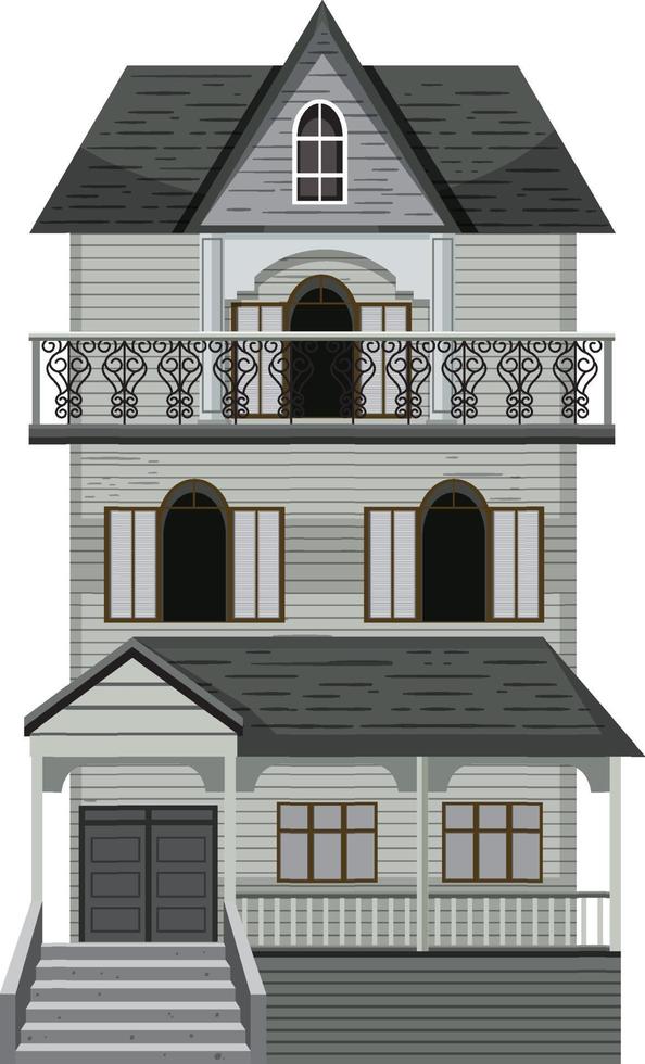 Isolated haunted mansion facade vector