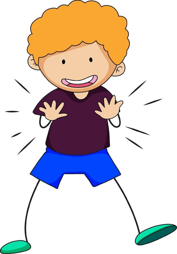A happy boy doodle cartoon character isolated vector
