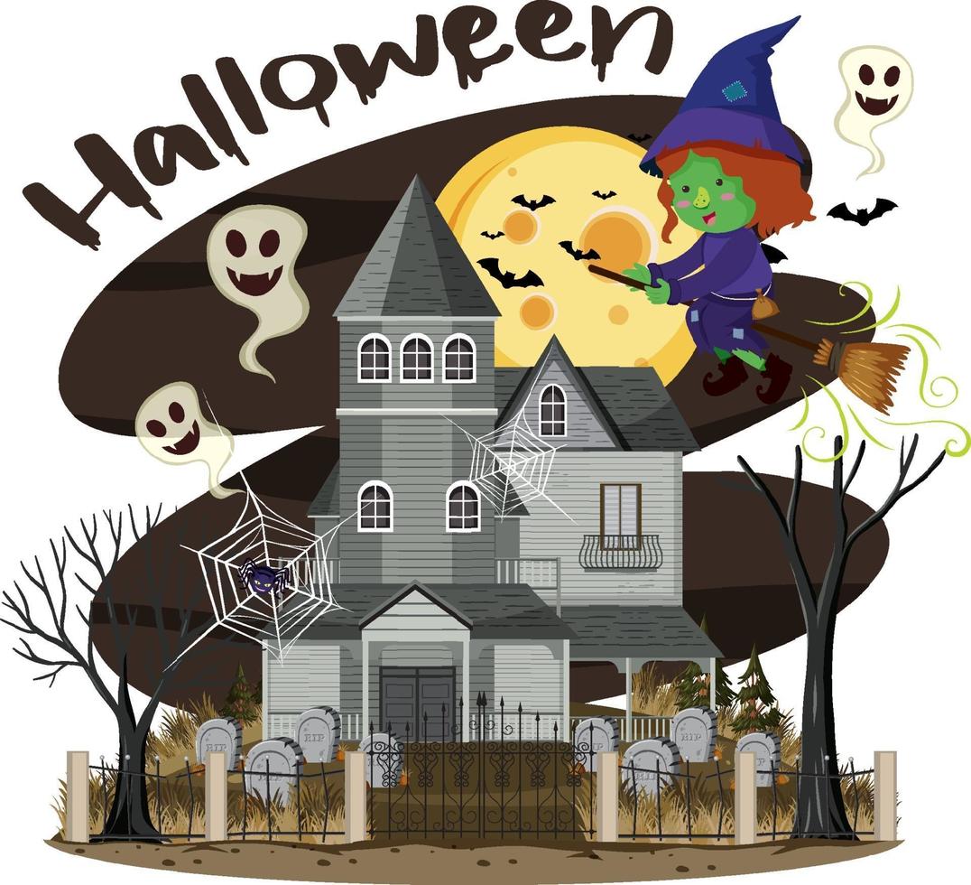 Halloween festival with haunted mansion vector