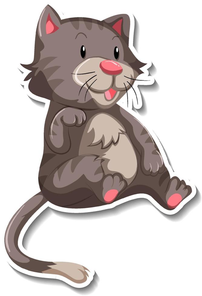A sticker template of cat cartoon character vector