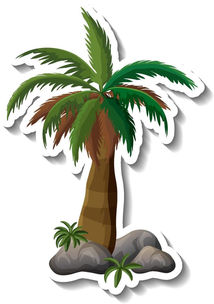 Palm tree sticker on white background vector