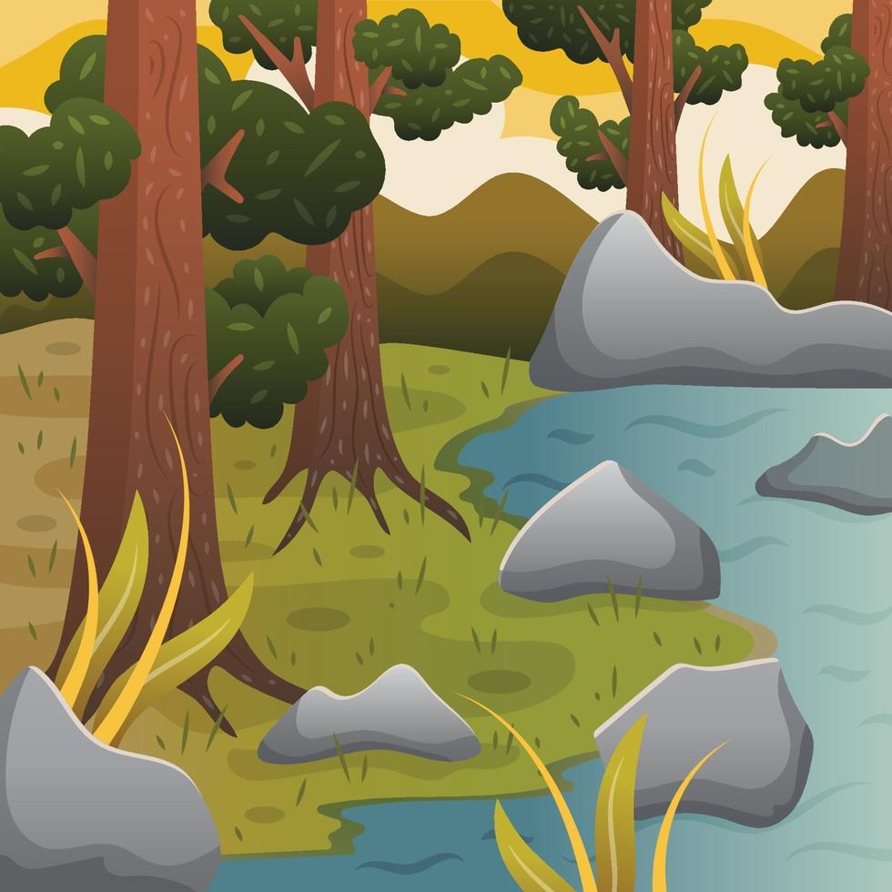 Forest Lake Background Template vector