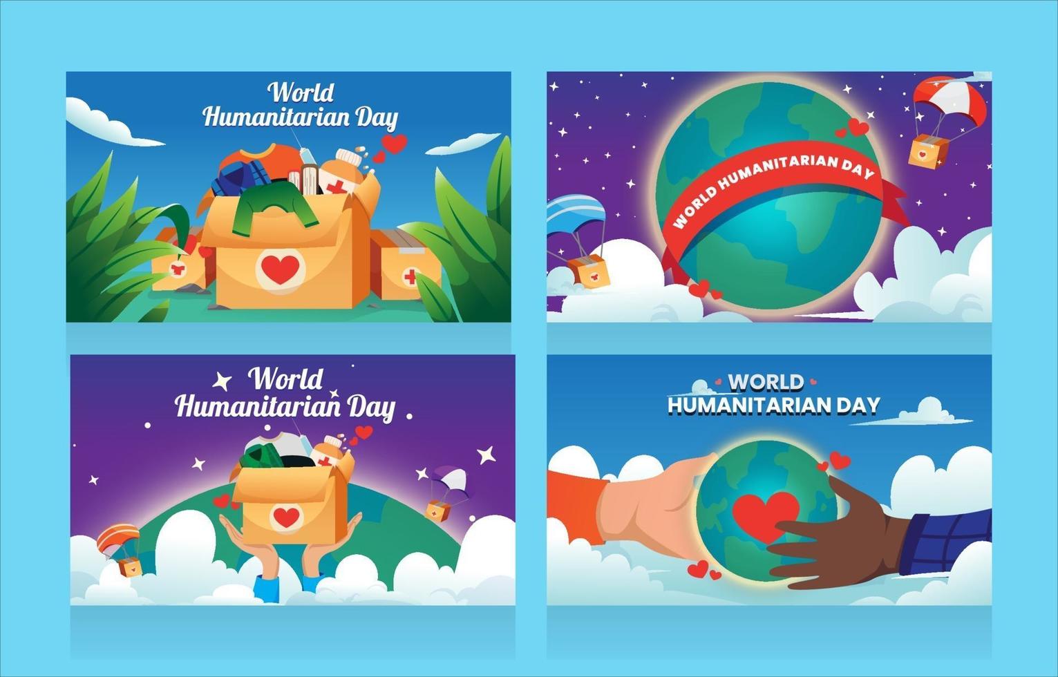 Humanitarian Day Card Templates vector