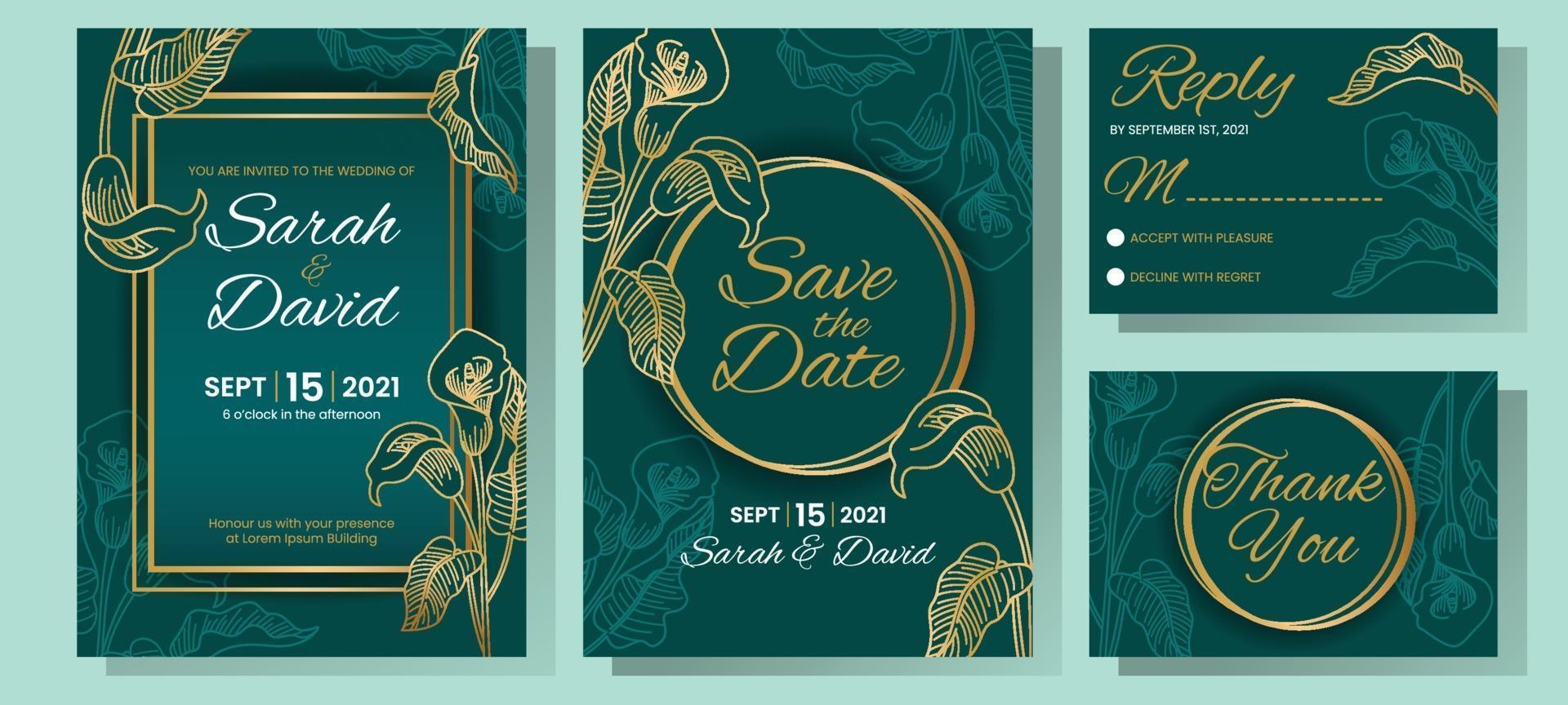 Lily Floral Wedding Invitation vector