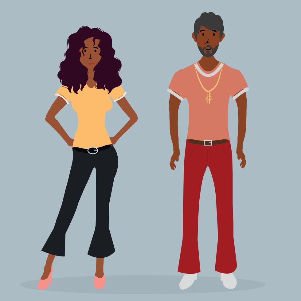 Ilustración de vector de hombre y mujer de raza negra