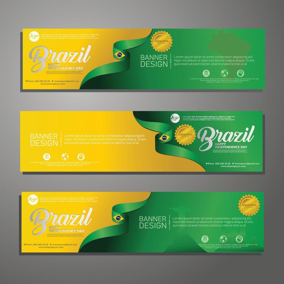 Set banner design template Independence Day Brazil modern background vector