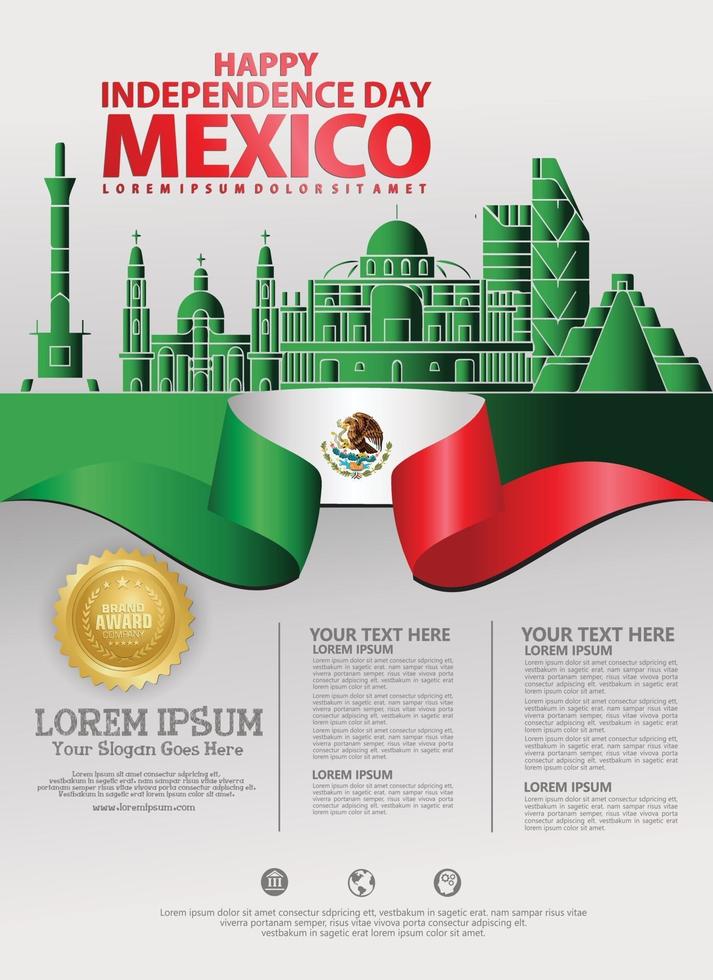 plantilla de fondo feliz día de la independencia de méxico vector