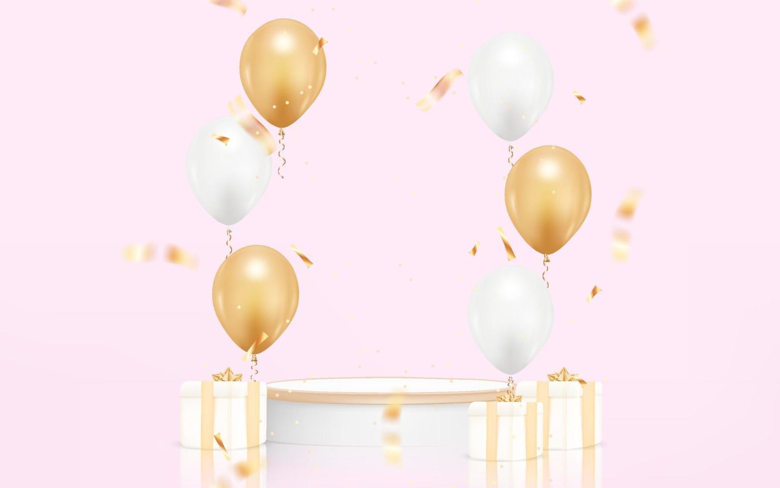 happy birthday background with realistic balloon vector