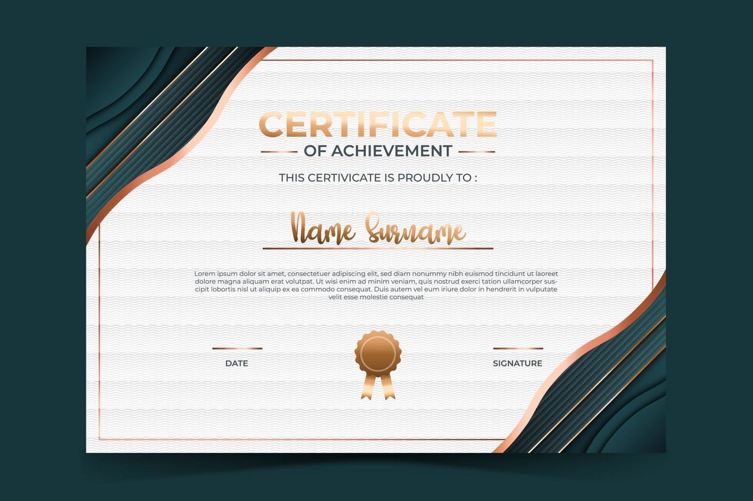 elegant luxury certificate template with golden style vector