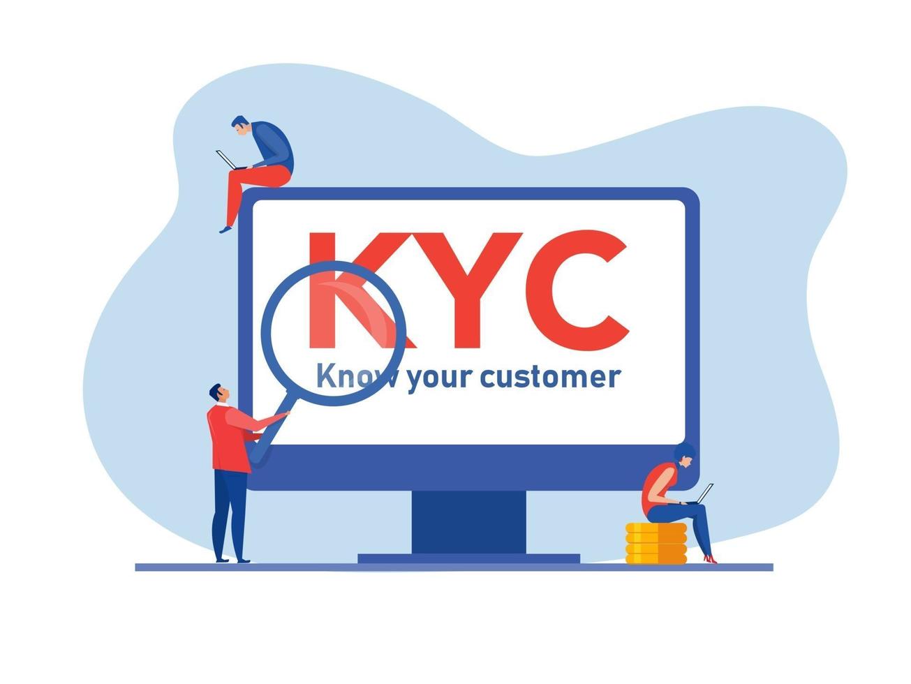 kyc o conozca a su cliente con negocio verificando la identidad vector