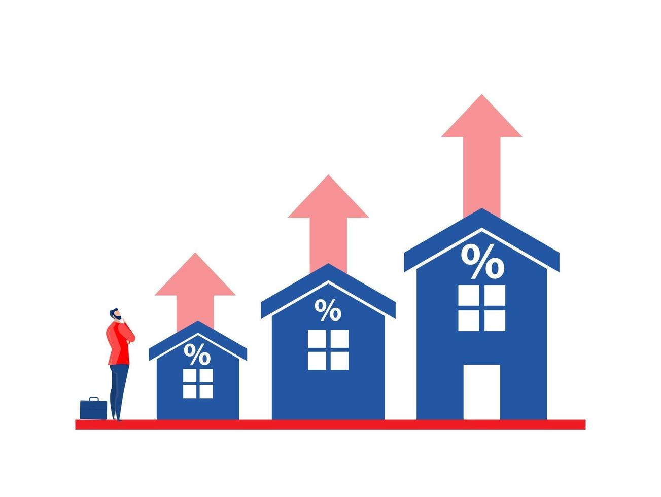 negocio en bienes raíces o precio de la vivienda subiendo vector de concepto