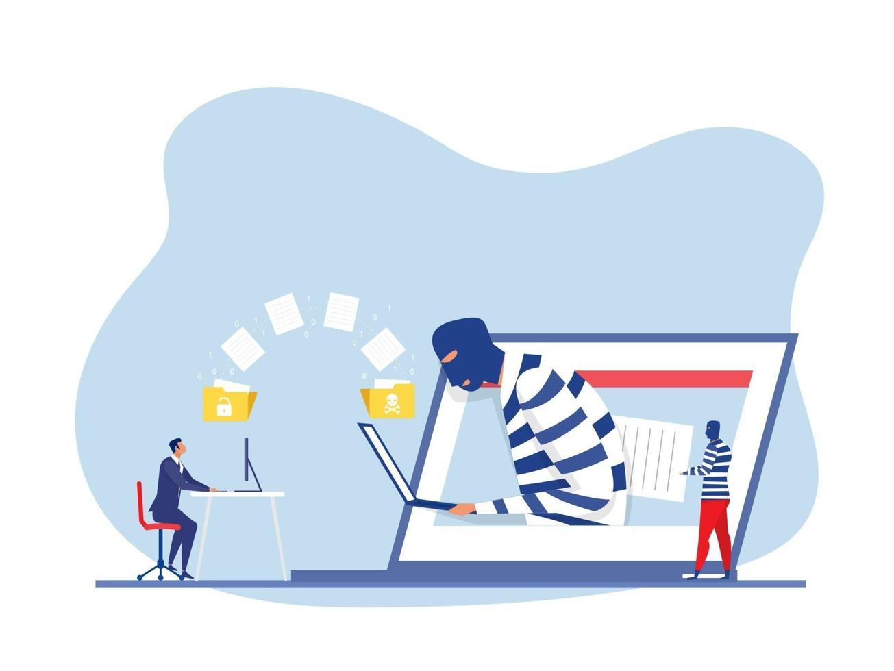 man unlock data with hacker steal data and personal information vector