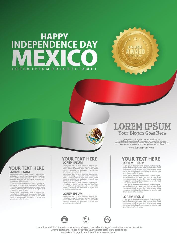 plantilla de fondo feliz día de la independencia de méxico vector