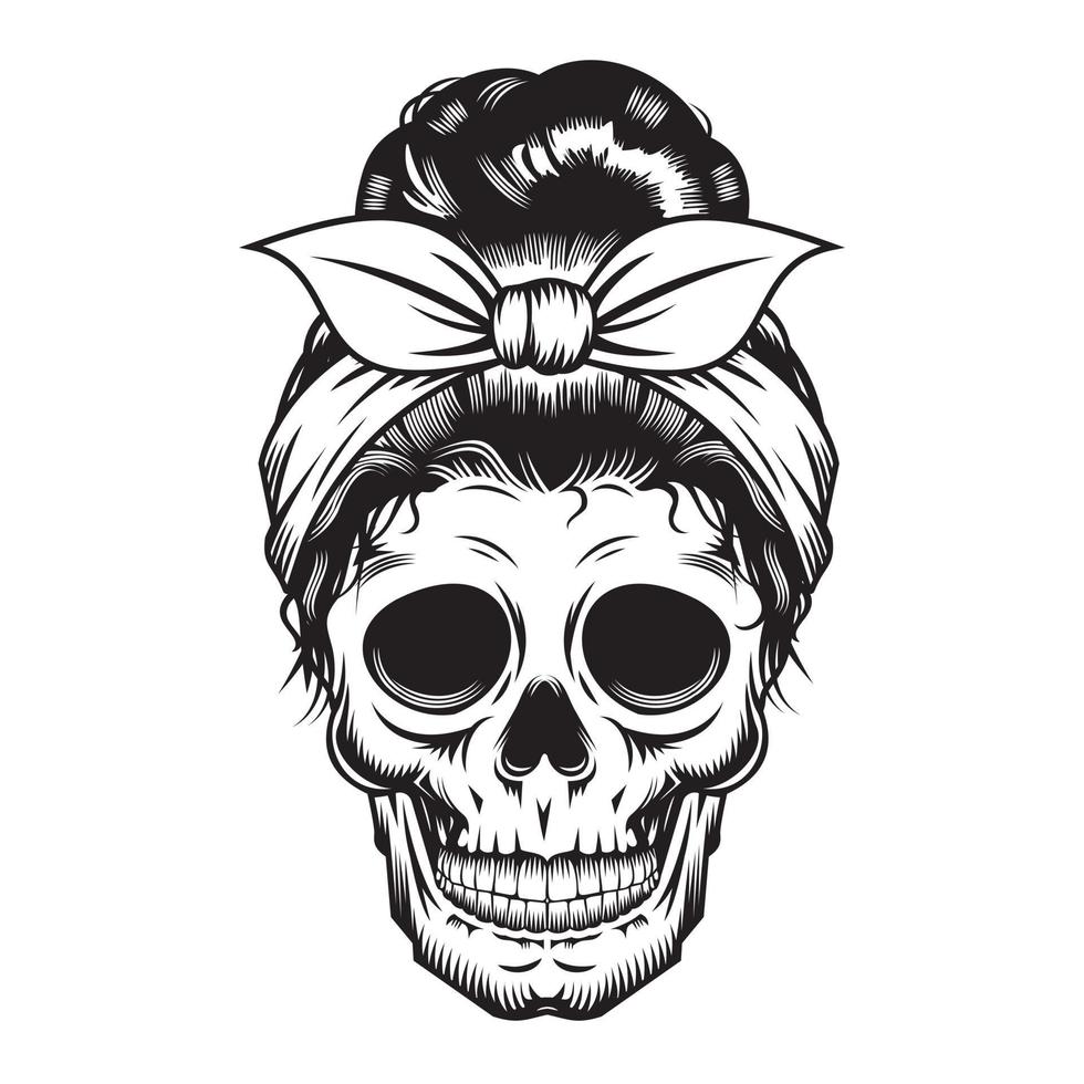 Skull Mom Head design on white background. Halloween. skull head logo vector