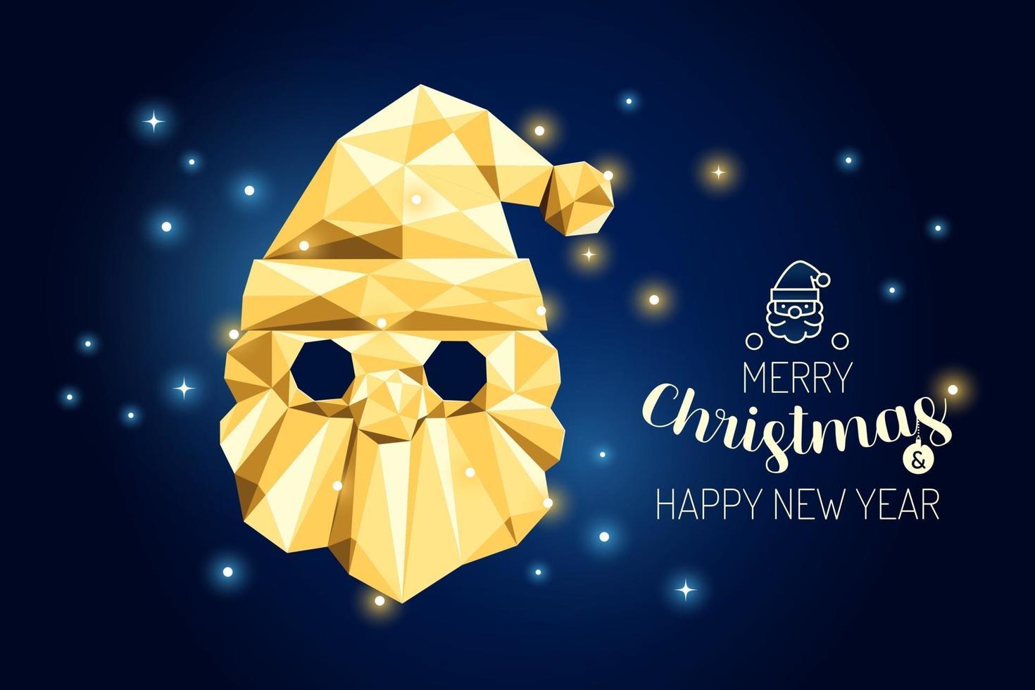 Wireframe Merry Christmas Santa luxury gold geometry Concept Design. vector