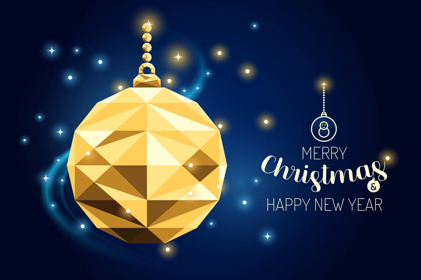 diseño de geometría de oro de lujo de bola de adorno de feliz navidad de estructura metálica vector