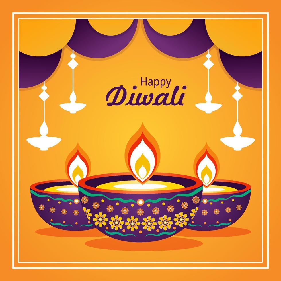 fondo amarillo diwali vector