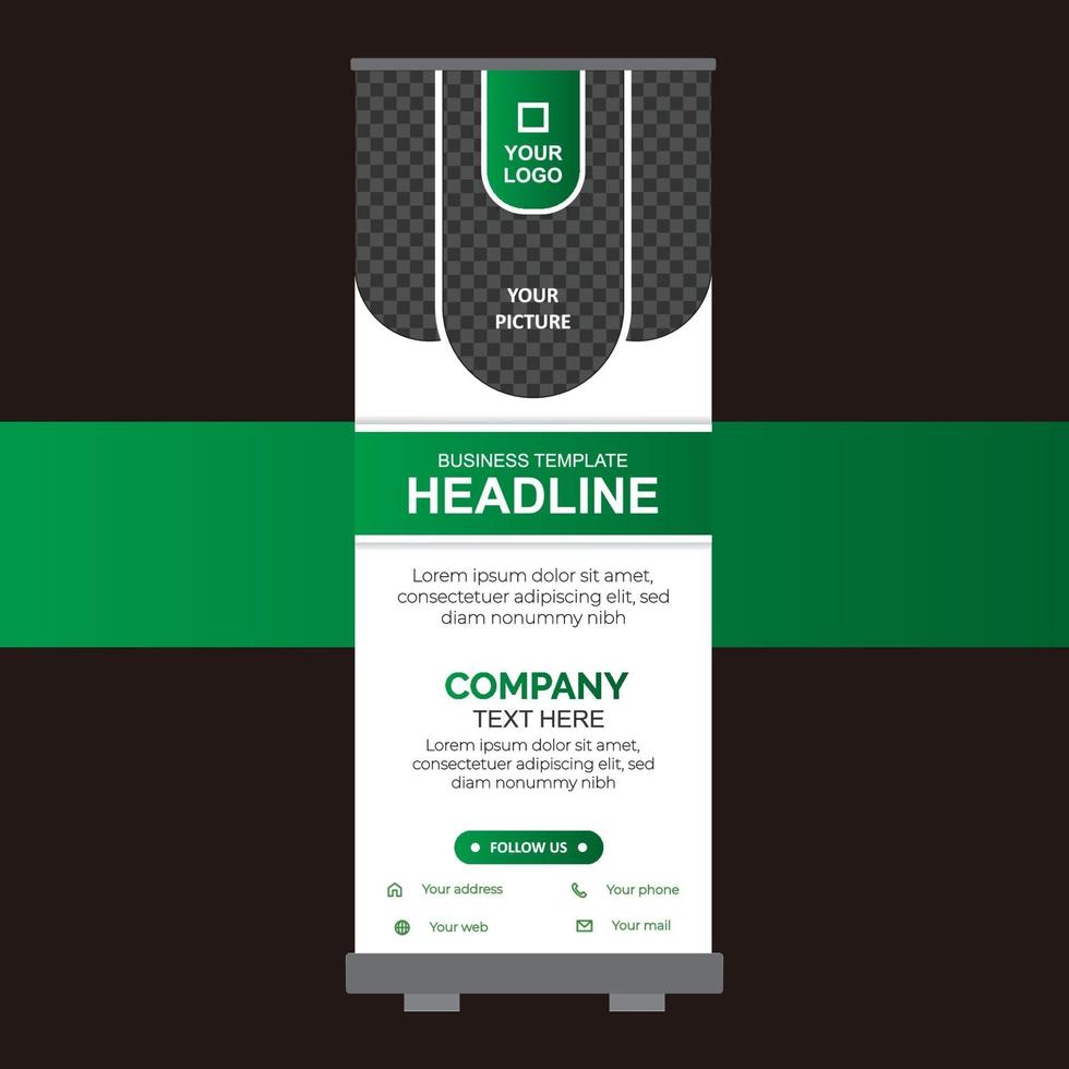Roll up banner design template Free Vector
