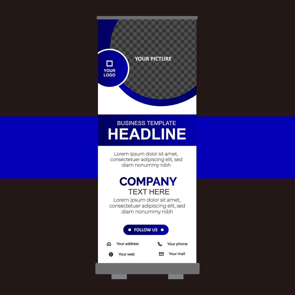 Roll up banner design template Free Vector