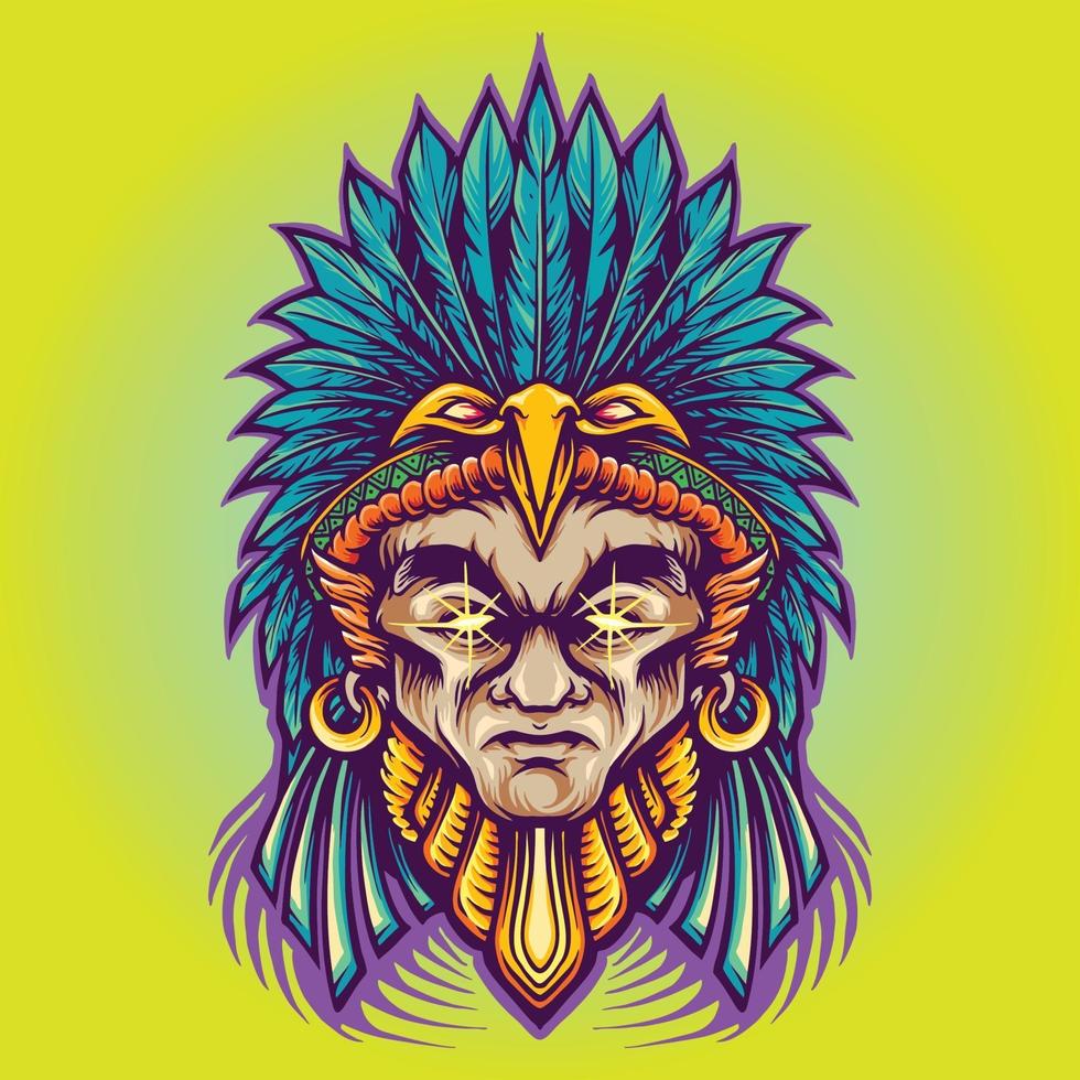 mercancía de ilustraciones de guerrero americano indio azteca vector